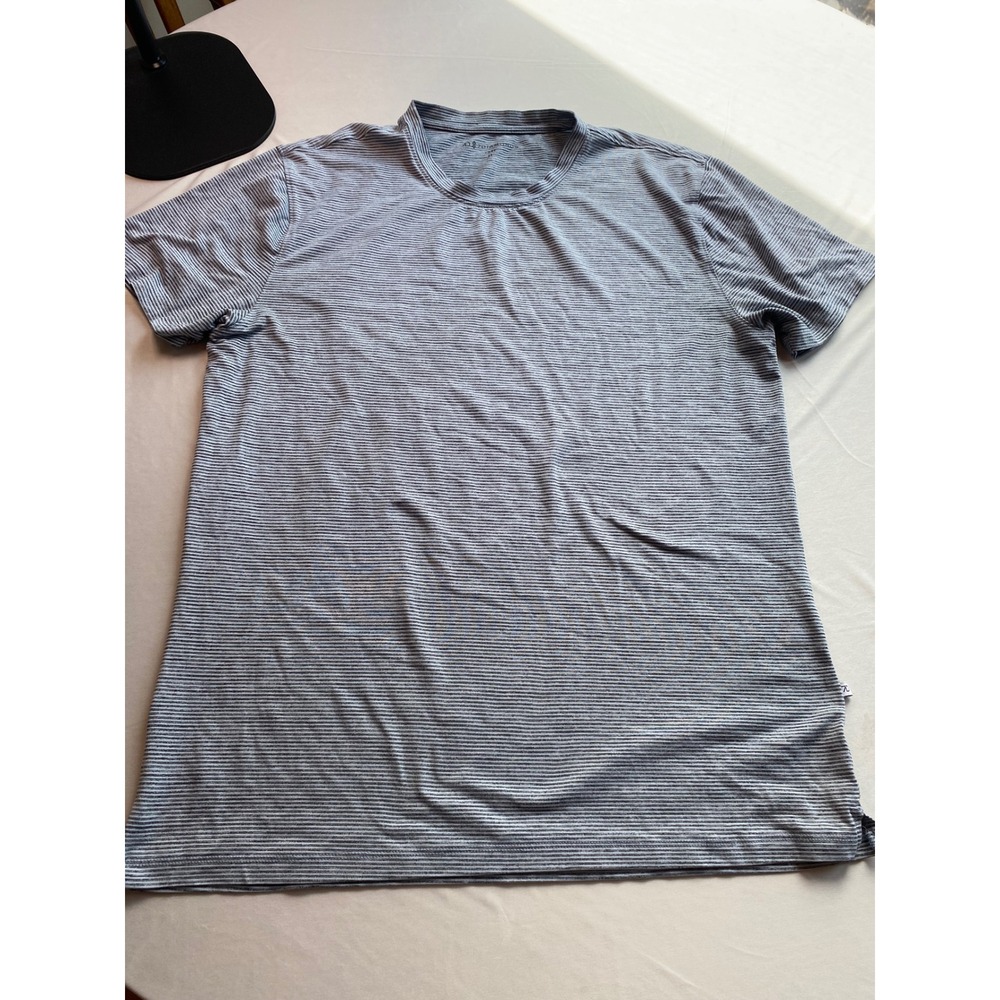 7 Diamonds Core Mens Grey Striped Short Sleeve Active T-Shirt Medium